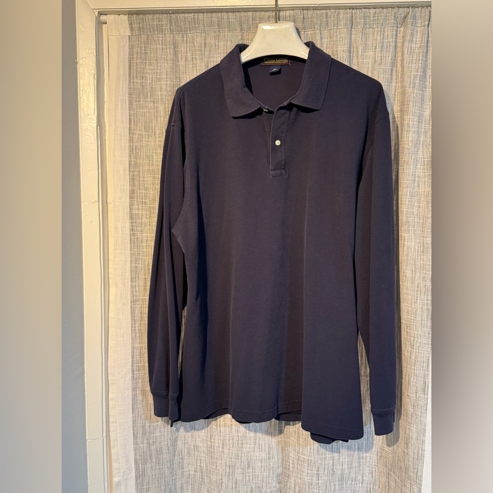 XXL, LS, Men's Navy Long Sleeve Polo Shirt